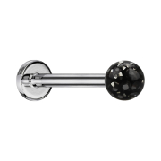 Micro Labret argenté avec boule de cristal noire...
