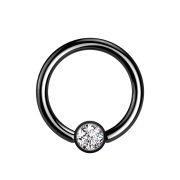 Anello di chiusura micro cilindro nero cristallo argento