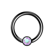 Micro Closure Ring black cylinder crystal multicolor