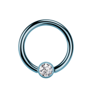 Micro Closure Ring light blue cylinder crystal silver