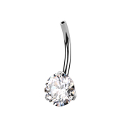 Tige banane sans filetage argentée avec cristal...