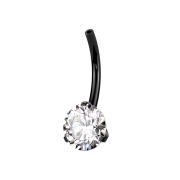 Threadless Bananen-Stab schwarz mit Kristall silber gefasst