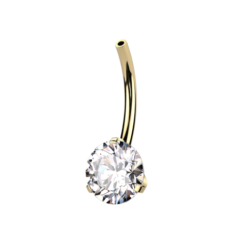 Threadless Bananen-Stab vergoldet mit Kristall silber gefasst