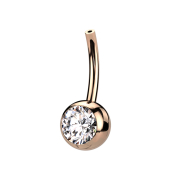 Tige banane sans filetage, or rose avec boule en cristal...