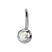 Tige banane sans filetage argentée avec boule en...