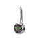 Threadless banana bar, silver with dark multicolor crystal ball