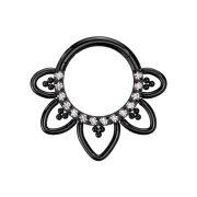 Micro segment ring, foldable, black front, crystals,...