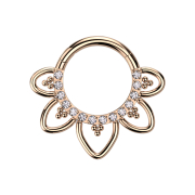 Anello micro segmentato pieghevole oro rosa cristalli...