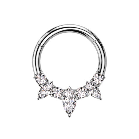 Micro bague segmentée pliable argent trois cristaux ovales argent quatre cristaux ronds argent