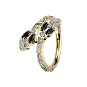 Micro Segmentring klappbar vergoldet zwei Schlangen...