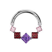 Micro segment ring, foldable, silver, seven square...