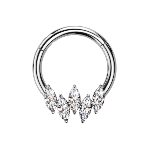 Anello micro segmento con cerniera in argento cinque cristalli ovali argento