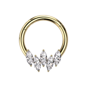 Micro anneau segment pliable doré cinq cristaux...