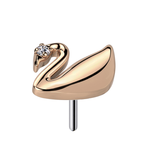 Threadless Schwan rosegold Kristall silber