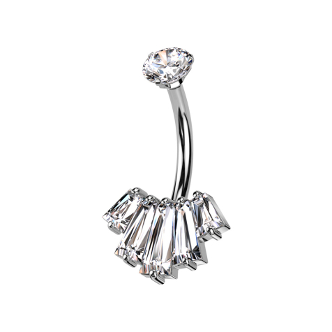 Banane Innengewinde silber Kristall silber gefasst und fünf Baguette Kristalle silber