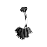 Banane Innengewinde silber Kristall schwarz gefasst und...