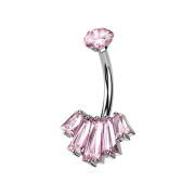 Banane femelle argentée cristal rose serti et cinq...