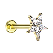 Micro Labret Innengewinde vergoldet Stern silber...