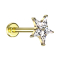 Micro Labret Internal Thread Gold-Plated Star Silver Crystals Silver