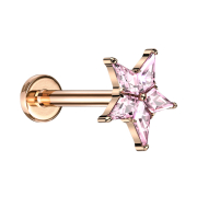 Micro Labret Innengewinde rosegold Stern silber Kristalle...