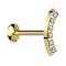 Micro Threadless UFO Labret doré courbé six cristaux argentés