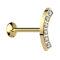 Micro Threadless UFO Labret doré courbé six cristaux argentés