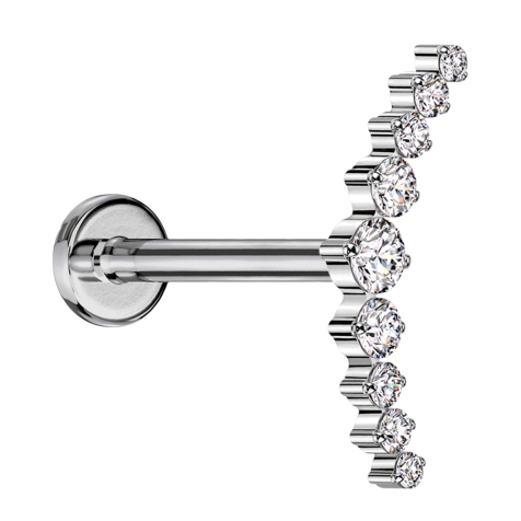 Micro Labret Innengewinde silber gebogen silber neun runde Kristalle silber