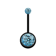 Banana black with two crystal balls aqua epoxy protective...