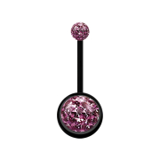 Banana black with two crystal balls light purple Epoxy...