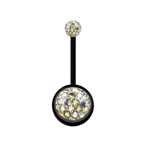 Banana black with two crystal balls multicolor epoxy protective layer