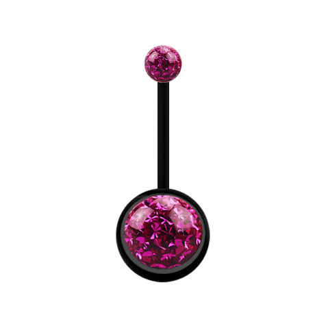 Banana black with two crystal balls fuchsia epoxy protective layer