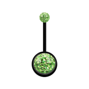 Banana black with two crystal balls light green epoxy...