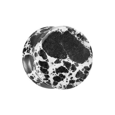 Flared plug black marbled turquoise stone