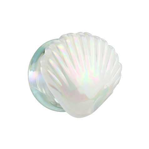 Flared Plug irisierend weiss Muschel aus Glas