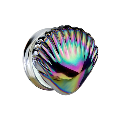 Flared Plug irisierend schwarz Muschel aus Glas