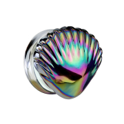 Flared Plug irisierend schwarz Muschel aus Glas