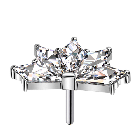 Éventail sans fil argenté cinq cristaux diamant argentés