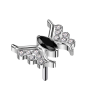 Threadless Butterfly Silver Crystal Black