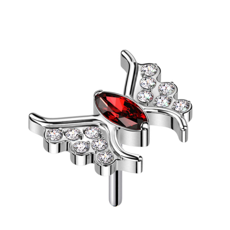 Papillon sans filet argent cristal rouge