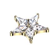 Ancre dermique étoile plaquée or cristaux...