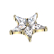 Dermal Anchor Star Gold-Plated Crystals Silver