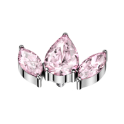 Dermal Anchor silber zwei Ovale und ein Tropfen Kristall...