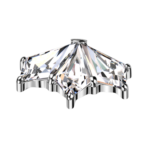 Dermal Anchor éventail argent trois cristaux diamant argent