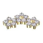 Dermal Anchor vergoldet drei Blumen mit Stern Kristalle...