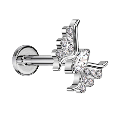 Micro Labret Innengewinde silber Schmetterling silber Kristall silber
