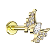 Micro Labret Innengewinde vergoldet Schmetterling...