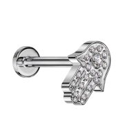 Micro Labret Innengewinde silber Hamsa silber Kristalle...