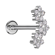 Micro Labret Internal Thread Silver Three Flowers with...