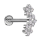 Micro Labret Internal Thread Silver Three Flowers with Star Crystals Silver