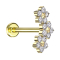 Micro Labret Internal Thread Gold-Plated Three Flowers with Star Crystals Silver